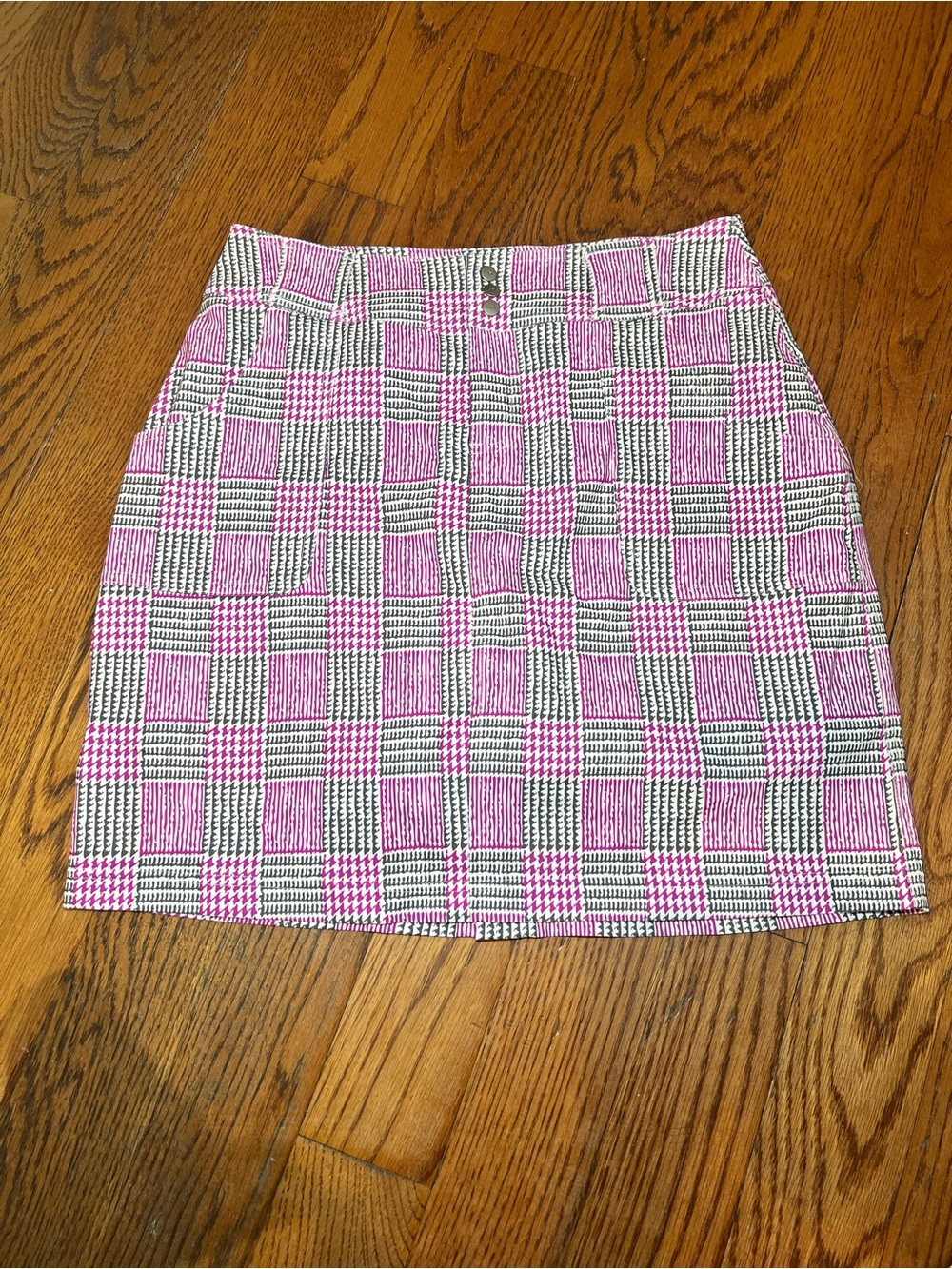 Jofit Pink Black White Golf Plaid Mini Skort
